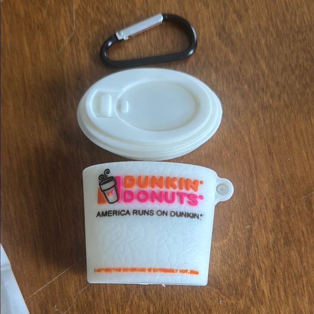 NWT Dunkin Donuts Coffee themed Gen 1 AirPods Carry Case with Carabiner